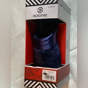 Isotoner  Deep Blue Satin Enhanced Heel Cushion Slippers. Sz 7.5-8. NIB